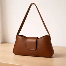 Bolsa Baguete Feminina Com Fecho Magnético Minimalista Alça Ombro e Zíper Interno