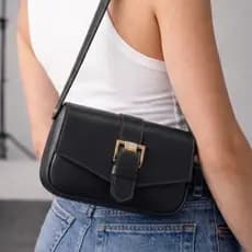 Bolsa Feminina de Ombro Sofia Elegante Couro Sintético com Fivela Dourada Premium