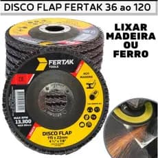 kit 10 un Disco de Lixa Flap  4.1/2  Ferro Madeira Lixadeira Esmilheradeira Fertak