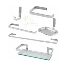 Kit Acessorio Para Banheiro Com 6 Peças Quadrado Todo Metal