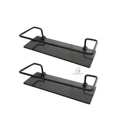 Porta Shampoo Preto Suporte Reto Vidro Fumê Prateleira 2un Preto