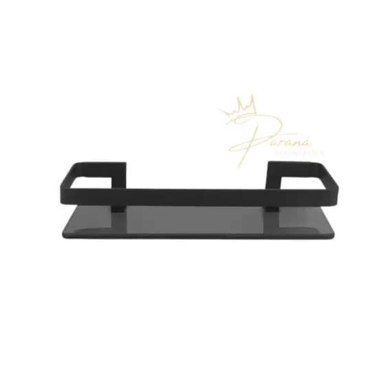 Porta Shampoo Retangular Vidro Preto Fosco Luxo 30X10
