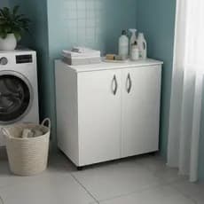 Organizador Baixo Chão 2 Portas Rodízios 60cm Multiuso Home Office Sala Quarto Aparador Portátil