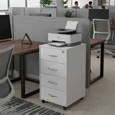 Organizador Vertical 4 Gavetas Rodízios Porta Documentos Multiuso Home Office Quarto Sala Branco