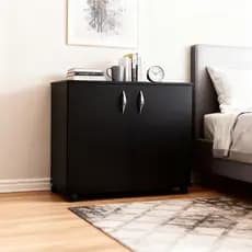 Organizador Baixo Chão 2 Portas Rodízios Multiuso Home Office Sala Quarto Aparador Portátil MDP