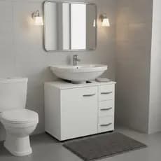 Organizador Gabinete Encaixe Pia 3 Gavetas Rodízios Banheiro Lavabo 60cm Portátil Branco MDF Balcão
