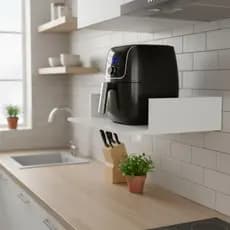 Prateleira Organizadora Parede Microondas Air Fryer Forno Impressora Suspenso Cozinha Branco MDF