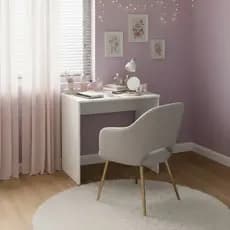 Mesa Escrivaninha Penteadeira 70cm Sem Gaveta Gamer Quarto Sala Home Office Branco MDF Ergonômica