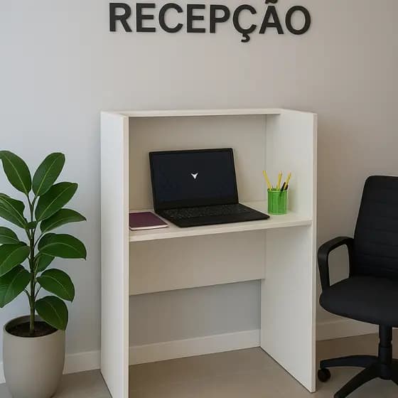 Balcão Multiuso Baia Recepção Escritório Consultório Salão Beleza Home Office Estudo Compacto MDF