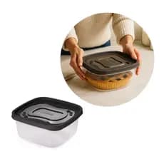 Pote Quadrado Transparente Tampa Preta Clic 1,1L Plasutil