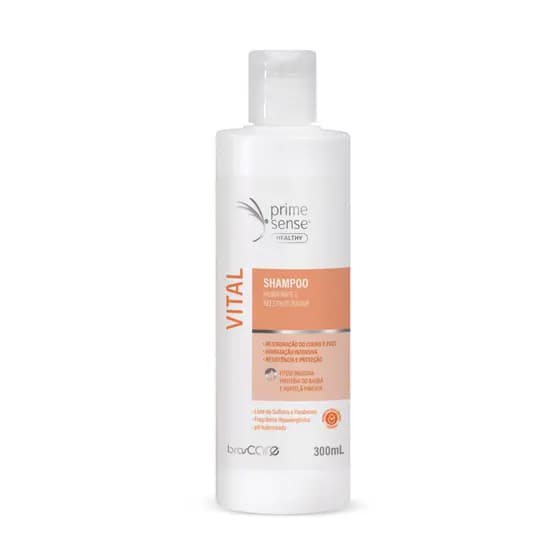 Shampoo Vital Restauração, Nutrição e Hidratação do Couro e Fios - Brascare 300ml