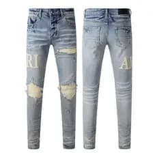 American High Street Wear Jeans Slim-fit Rasgado Stretch Patchwork Coruro Patch Calças Skinny