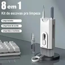 Kit Escovas Limpeza 8 em 1 Pano Microfibra Teclado Tela Visor