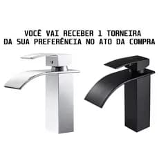 Torneira Cascata Bica Baixa Quadrada  Banheiro  Quente e Fria Monocomando  Toda  em  Metal  Acabamento  Premium  Gourmet