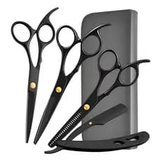 Kit 3 Tesouras Profissional Navalhete Cabeleireiro Barbearia Estojo