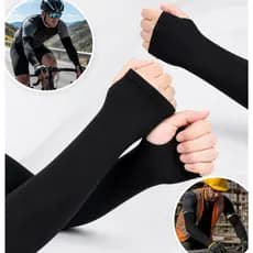 Par Manguito Manga Solar Uv Protetor Motoqueiro Ciclista Universal Preto