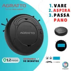 Aspirador de Pó Robô Agratto 3 em 1 - Varre, Aspira e Passa Pano USB 127V/220V  Inteligente Original