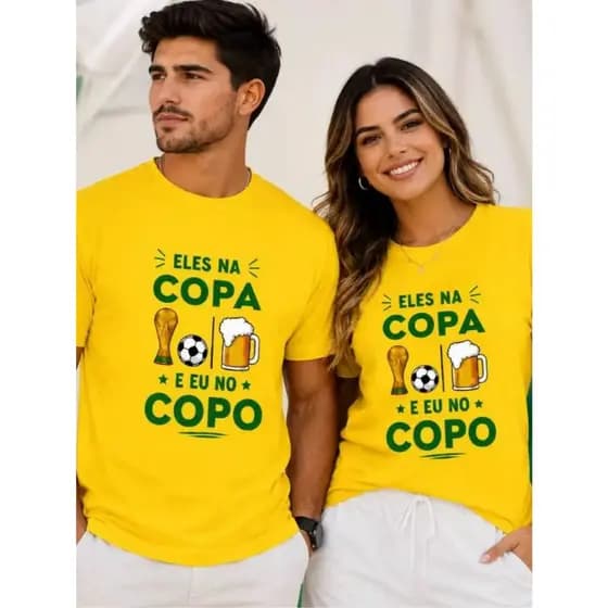 Kit 2 Camisas Camisetas dia dos namorados Combo Casal Combinando Copa Brasil Tendência Lançamento