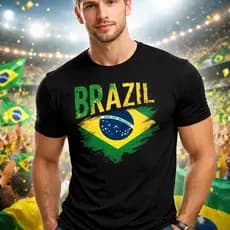 Camiseta Básica Torcedor Brasil Confortável Hexa 100% Algodão