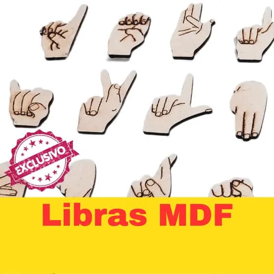 Alfabeto em Libras em MDF 3mm com Encarte e 26 letras