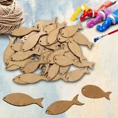 Kit Aplique Peixinhos em MDF 3mm para Artesanato | 39 Unidades | Corte a Laser | Decoração & Pintura