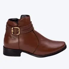 Botina Feminina Couro Legitimo Com Fivela  Conforto Country Rodeio Festa de Peão Inverno