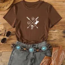 Camiseta Blusa Feminina Agro T-Shirt Country Flechas Cowboy Faroeste Show Cavalos Rodeio