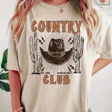 Camiseta T-shirt Cowgirl Country Club Camiseta Moda Western Feminina Estilo Para Rodeio Lançamento