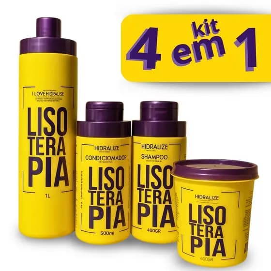 Kit Progressiva Lisoterapia Hidralize Sem Formol + Shampoo Condicionador Máscara Reconstrutora 4x1