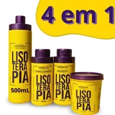 Kit Progressiva Lisoterapia Sem Formol 500mL Shampoo Condicionador Máscara Reconstrutora  4 em 1