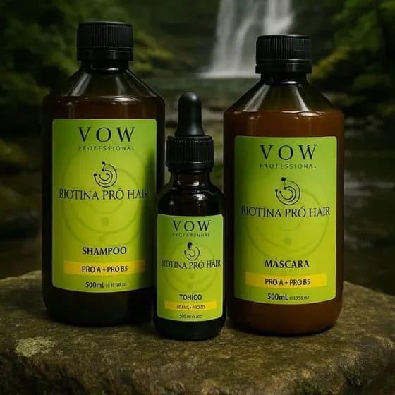 Kit Biotina Pro Hair – Shampoo + Máscara + Tônico Crescimento Capilar Rápido e Fortalecimento 500ML