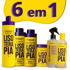 Kit Progressiva Lisoterapia Sem Formol 6 em 1 Shampoo Condicionador Máscara Antirresíduo Protetor