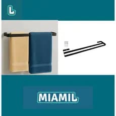 Super kit de 10 peças de acessorios para banheiro com porta toalha e porta shampoo preto MIAMIL