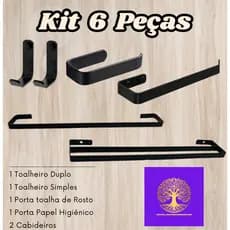 Kit 6 Peças Preto para banheiro Premium ME