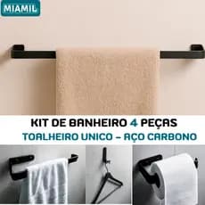 Kit acessórios e suportes para banheiro 4 peças lavabo com porta toalha individual Miamil