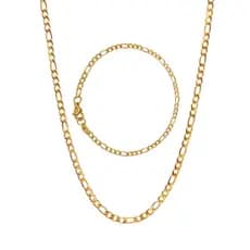 Conjunto Masculino Corrente e Pulseira 3x1 Dourado 2mm