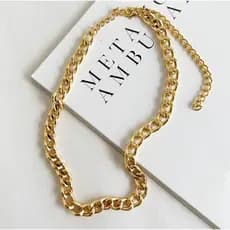 Gargantilha Choker Grumet Elos Grosso Lixada Banhado A Ouro 18k Antialergico