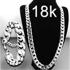 Cordao E Pulseira Masculina Grossa 60 cm Aco Cirurgico Inox10 mm Para Presente
