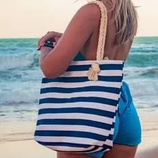 Bolsa de Praia Feminina Alça de Corda Elegante Grande e Resistente