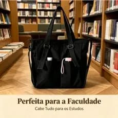 Bolsa Tote Universitária de Nylon para Notebook, Livros e Material Escolar