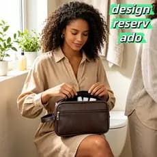 Nécessaire de viagem executivo Simples e bonito Bolsa de maquiagem Textura em couro Bolsa de mão Discreto e elegante