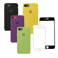 Capa Capinha Silicone case aveludada proteção + Película vidro 3d Compatível com iPhone 7 8 Se 2020