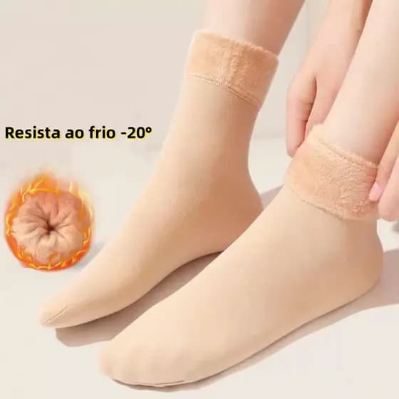 2/4/6 pares meia feminina juventu de cano alto de grossa peluciada de lnverno termica tamanho 30-35
