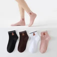 5 pares  meias curto femininas de algodão Moda versáteis casuais respiráveis ​​e fofas tamanho 35-40