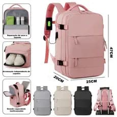 Mochila Executiva de Viagem Grande para Notebook Masculina e Feminina com Compartimento para Sapatos