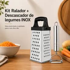 Ralador de alimentos + Descascador de Legumes INOX Profissional Frutas Verduras legumes