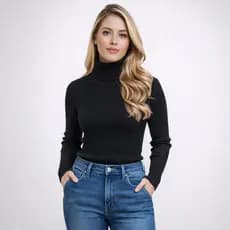 Blusa De Frio Cacharrel Feminina Lã Blusinha Trico Gola Alta Role Canelada Grossa Promoção