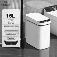 HAOSIN Lixeira com sensor inteligente capacidade 15L dois modos funcionais prática para casa Smart trash can