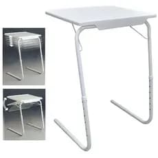 Mesa de Plástico Dobrável Preta 5 em 1 Estilo Minimalista Mesa para Notebook TV e Lado da Cama Uso Residencial