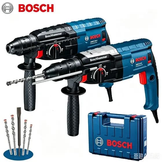 1500W High Power Impact Drill and Rotary Hammer Drill with Case and Accessories - Bosch
